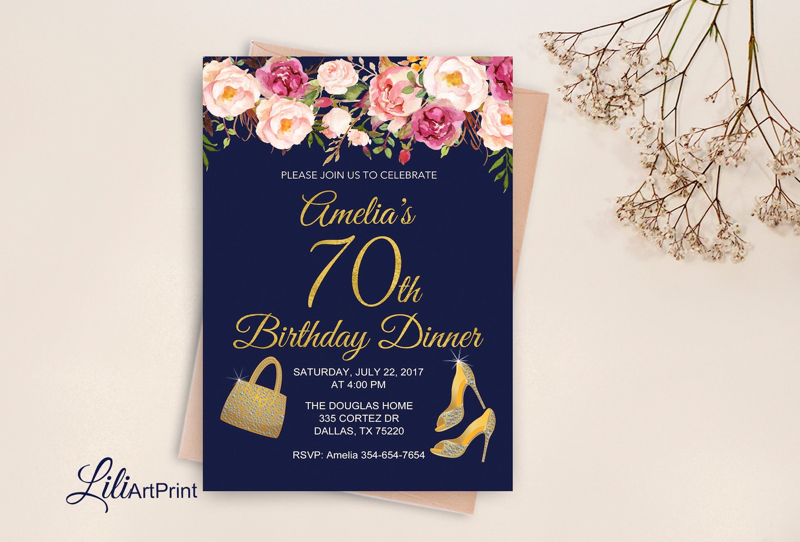 Brilliants 70th Birthday Invitation Any Age Birthday Invite - Etsy UK