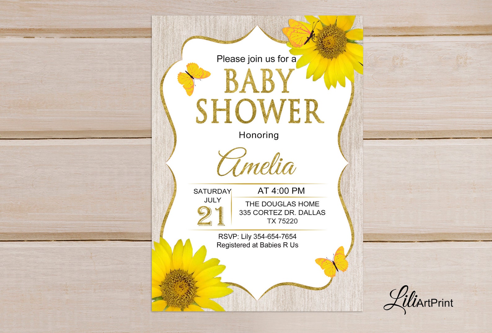 Sunflower Baby Shower Invitation Printable Baby Shower - Etsy