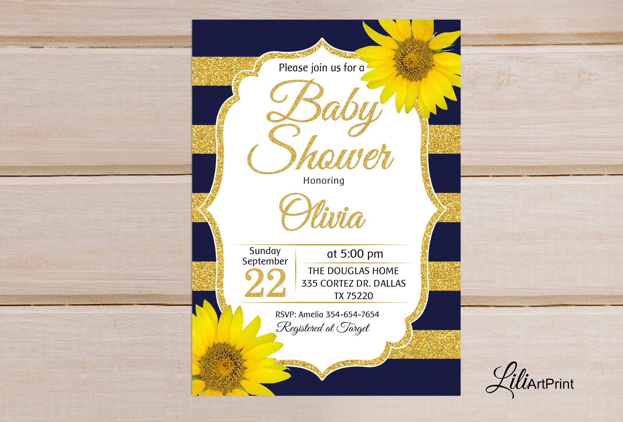 Sunflower Baby Shower Invitation, Printable Baby Shower, Sunflower Baby ...