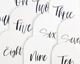 Arch Table Numbers | Acrylic Arch Table Numbers | White Acrylic Table Numbers | White Acrylic | Acrylic Table Numbers