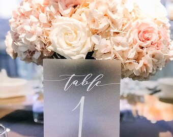 Frosted Acrylic Table Numbers with Stand | Wedding Table Numbers | Modern Table Numbers | Fast Shipping | Acrylic Table Numbers | Custom