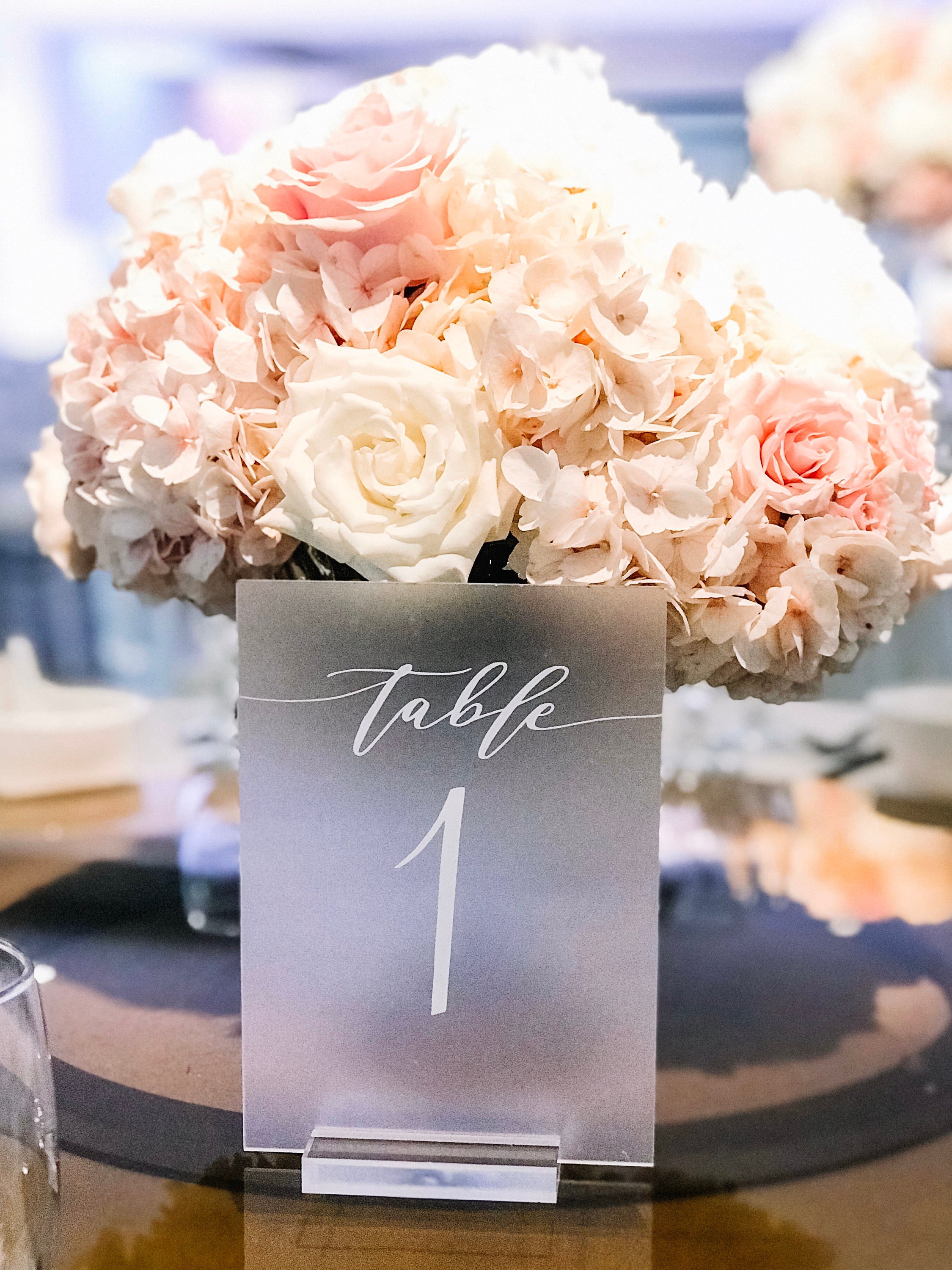 Frosted Acrylic Table Numbers with Stand | Wedding Table Numbers | Modern Table Numbers | Fast Shipping | Acrylic Table Numbers | Custom