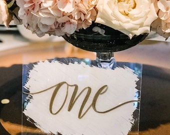 Acrylic Table Numbers with Painted Back | Wedding Table Numbers | Modern Table Numbers