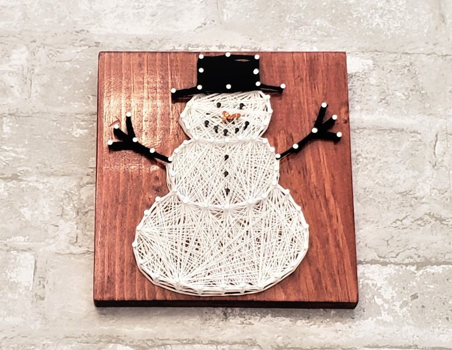 Snowman String Art Wood Winter Decor Snowman Decor Wooden Etsy