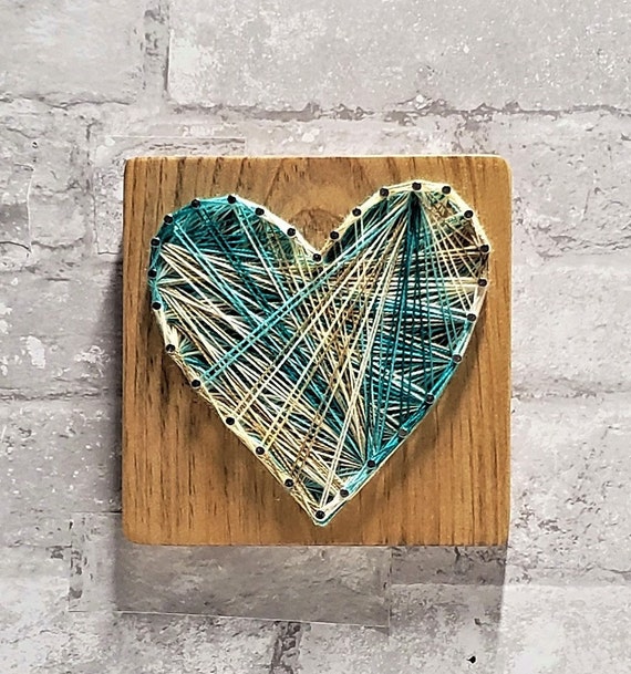 Wooden Heart Decor String Art Sign Coastal Decor, Cottage Beach Decor,  String Art Gift 