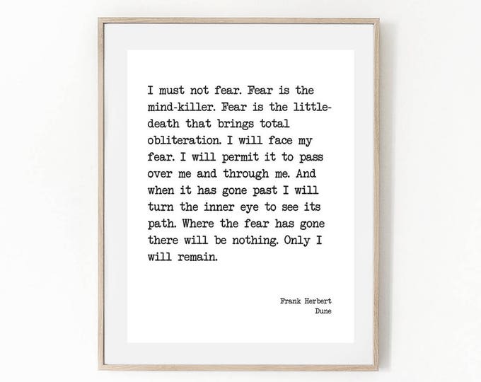 Printable Quote FRANK HERBERT I Must Not Fear Literature - Etsy