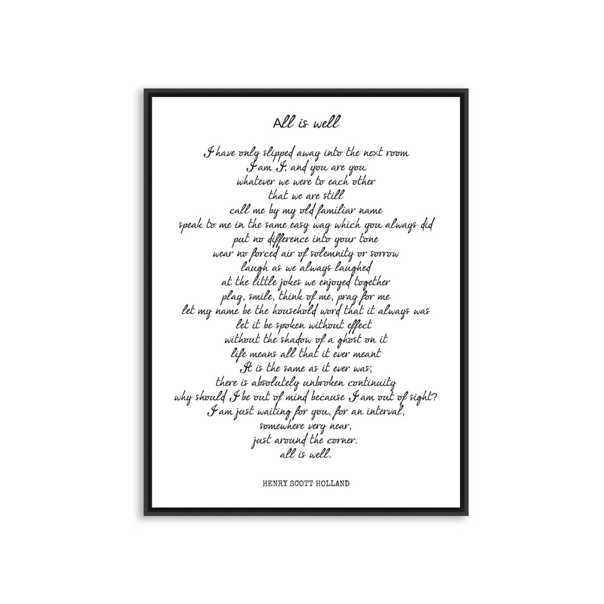 Printable Quote HENRY S HOLLAND All Is Well Poetry Quote | Etsy