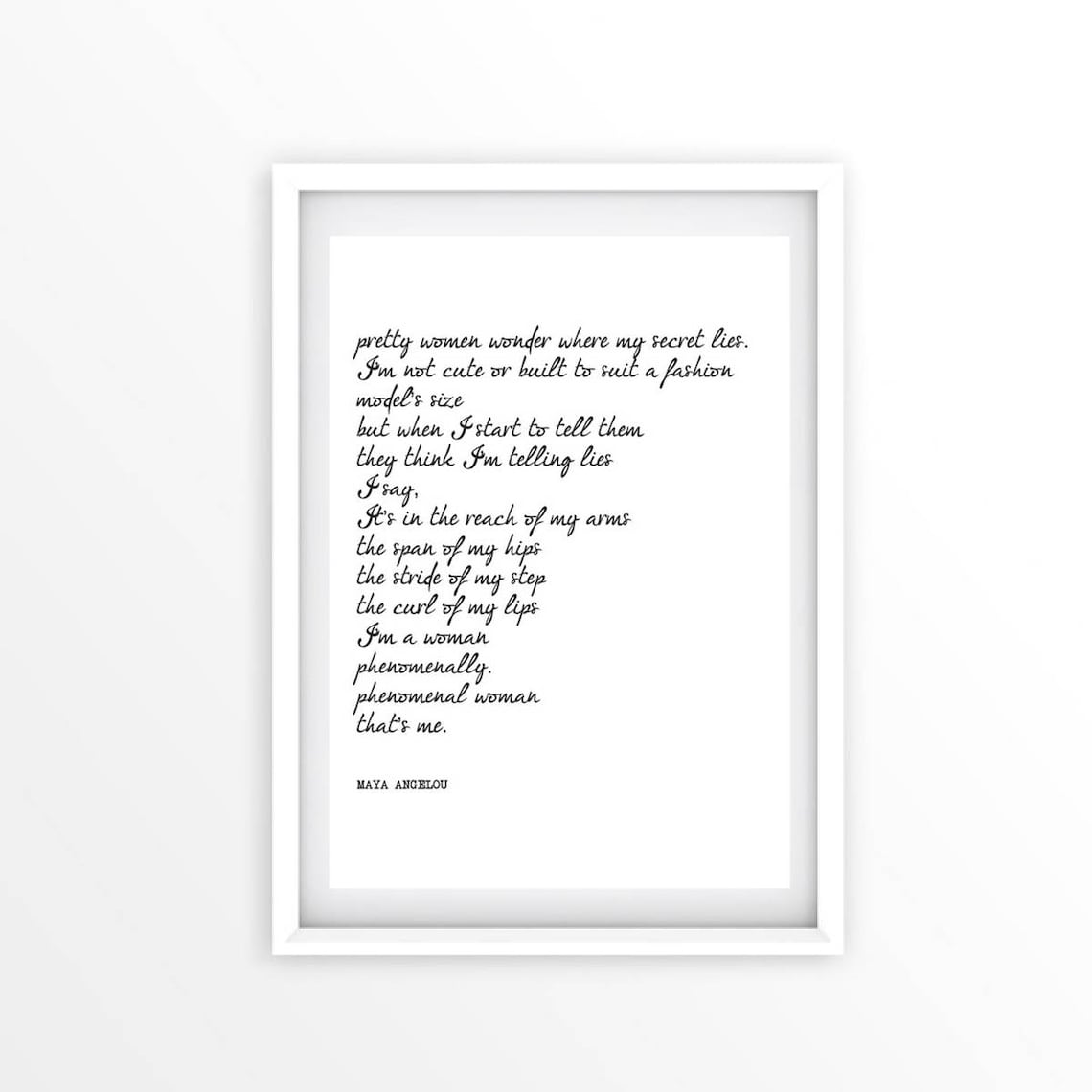Printable MAYA ANGELOU phenomenal Woman Poem - Etsy