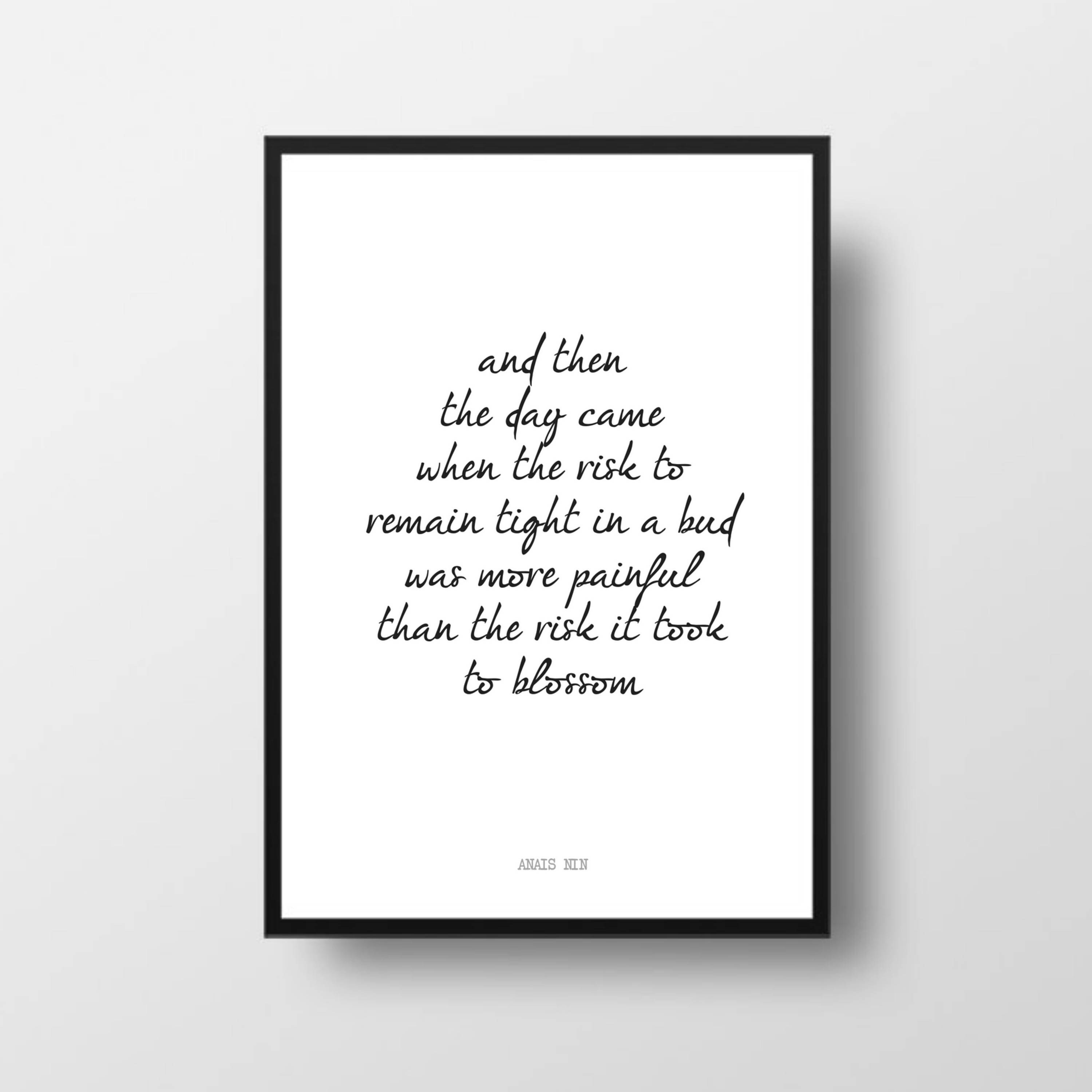 Printable Quote the Risk to Remain ANAIS NIN Poem - Etsy
