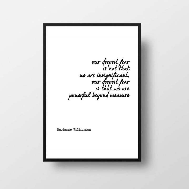 Our Deepest Fear MARIANNE WILLIAMSON Poem Poetry Print - Etsy Canada
