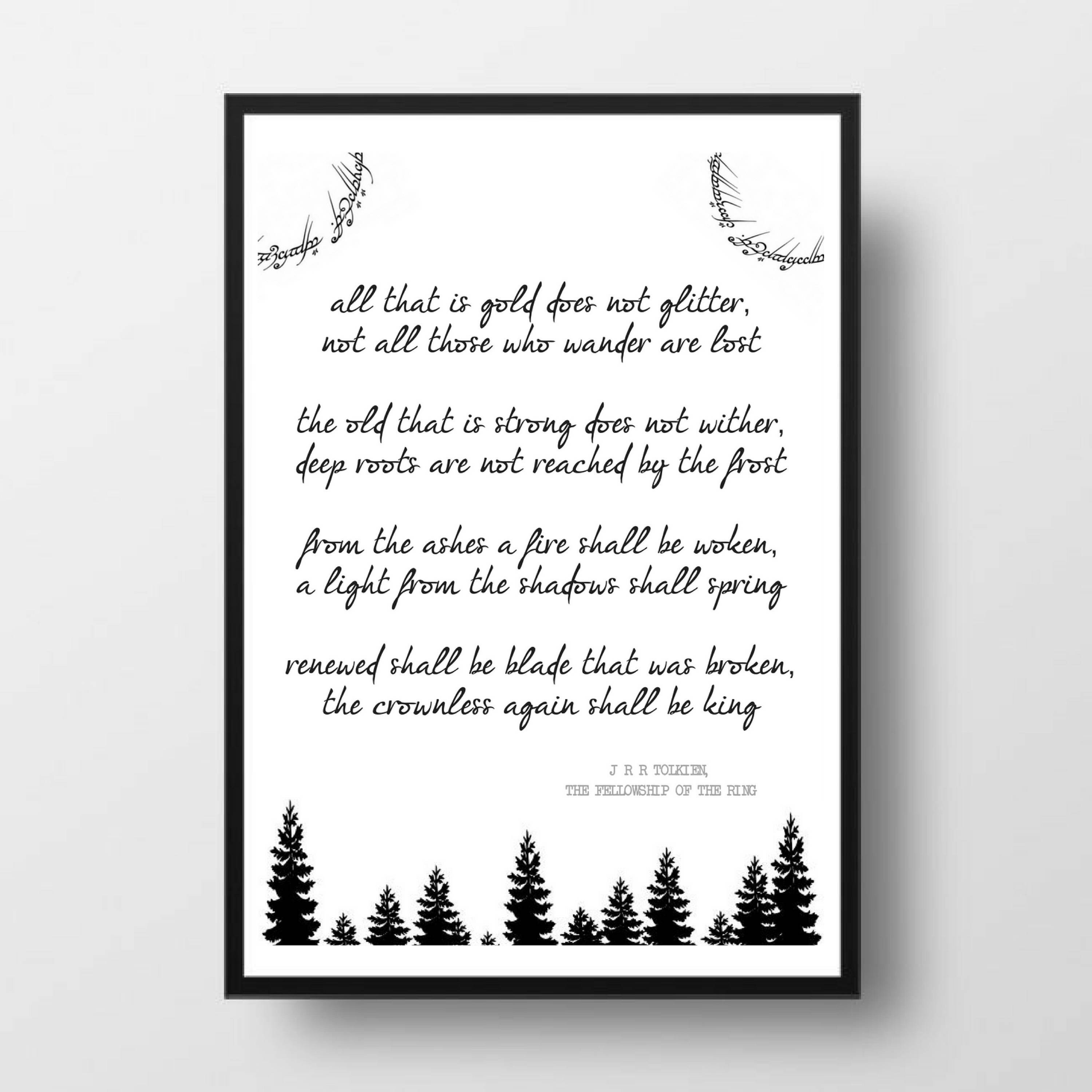 Printable Quote JRR TOLKIEN Poem Fellowship Of The Ring | Etsy