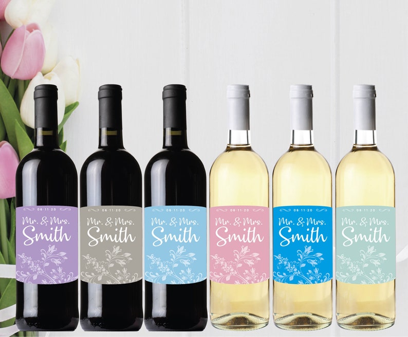Wedding Wine Bottle labels Mr and Mrs labels 6 colours Etsy