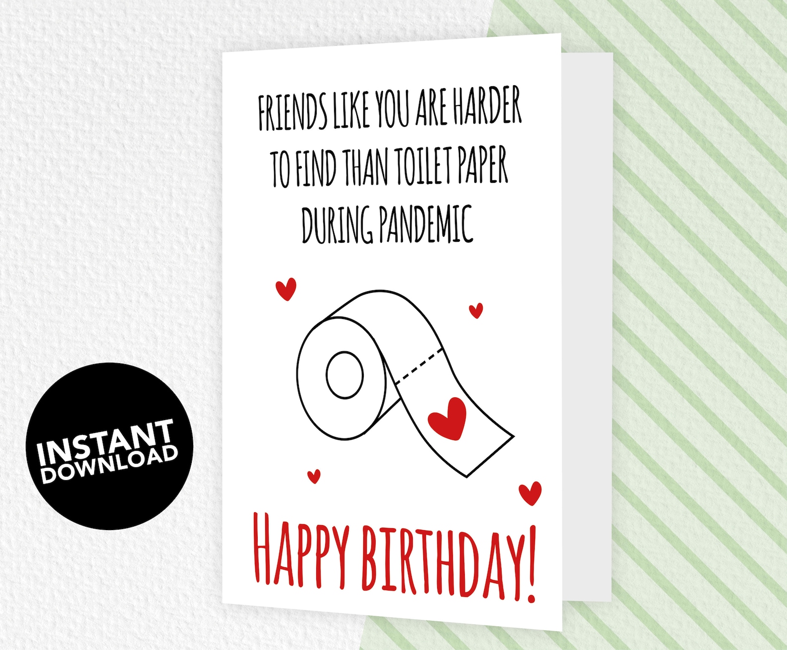 Toilet paper card Birthday Card Printable card Funny Etsy