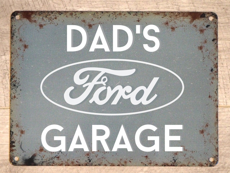Dad Any Name Gift Car Lover Escort Focus ST Mustang Personalised Grey Ford Garage Vintage Small Tin Sign