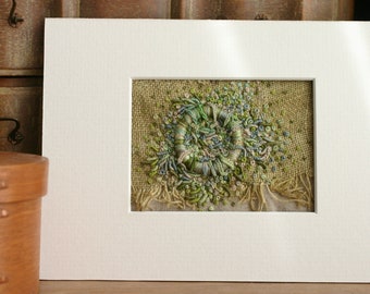 Miniature Embroidered Lichen Art - unframed