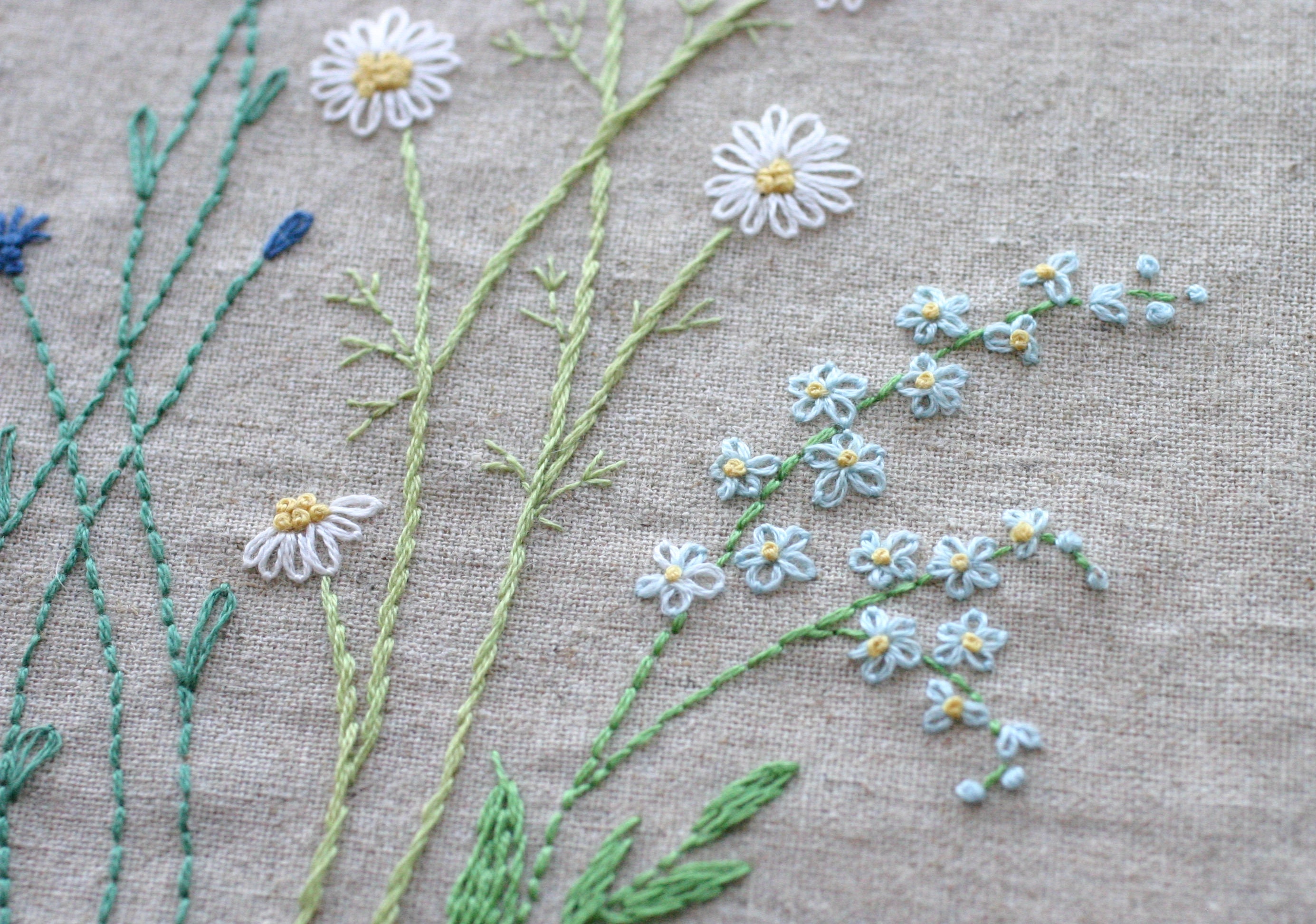 Wild Flowers Beginners Embroidery Kit Natural fabric Etsy