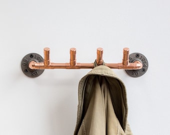 Coat hooks handcrafted from copper pipe – Industrial pipe decor