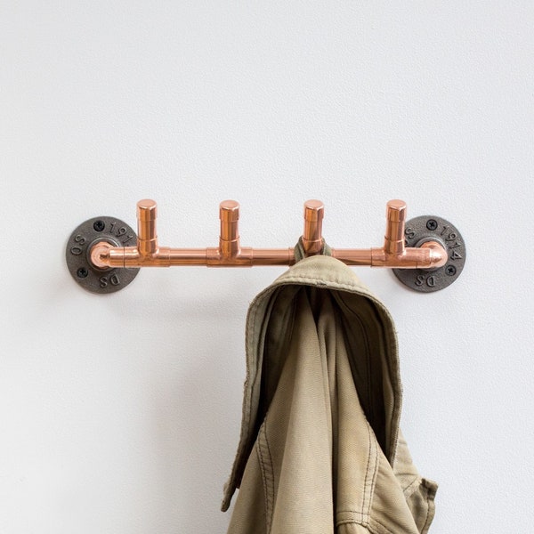 Coat hooks handcrafted from copper pipe – Industrial pipe decor