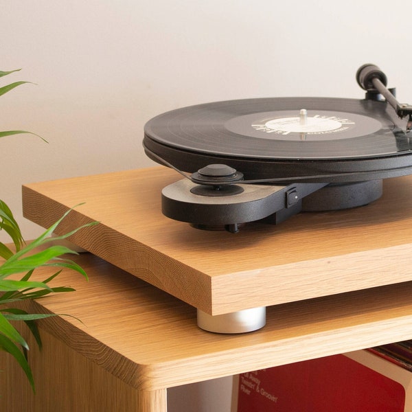 HiFi Platform Solid Oak - Noise isolation Platform with Aluminium Feet - Turntable, Amplifier Anti-vibration stand