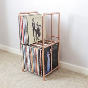 Vinyl Record Storage Tower - Industrial Copper Pipe (2 tiers)