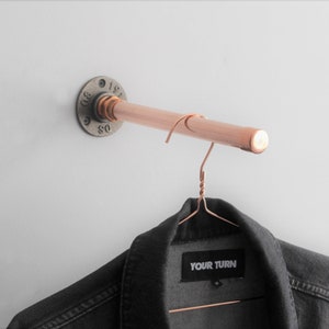 Wall mounted copper pipe clothing rail – Made with industrial copper pipe