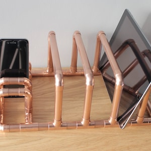 Copper pipe phone/tablet holder - Vinyl Record stand - Magazine Organisation