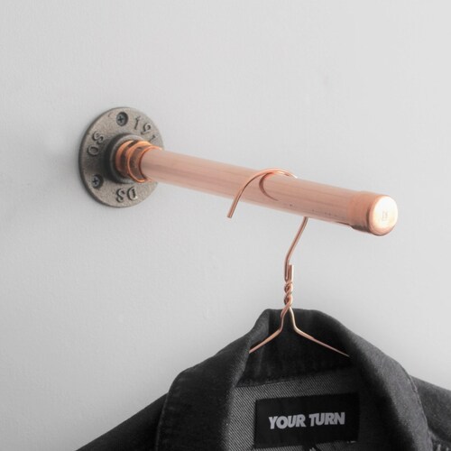 Wall Mounted Clothing Rack Industrial Copper Pipe and Iron Etsy
