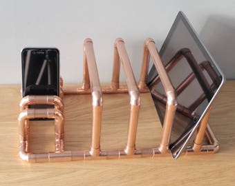 Copper pipe phone/tablet holder - Vinyl Record stand - Magazine Organisation