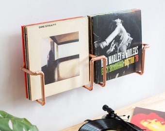 Vinyl Record Holder - Wall Mounted LP Display - Handcrafted from Copper Pipe - Unique Gift
