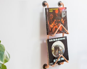 Vinyl record wall display - Handmade with copper pipe | 2 tier