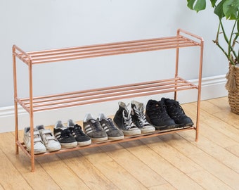3 tier Copper pipe shoe rack - Handmade with industrial fittings - Shoe storage/organisation