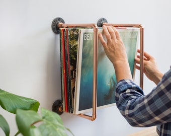 Vinyl Record Display Wall Mounted - Handmade with copper pipe | Gift for Music Lover