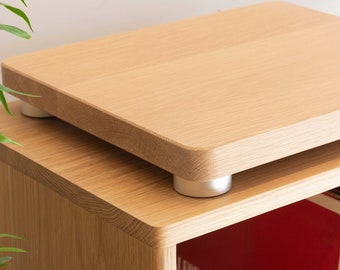 Solid Oak Audio Isolation Platform with Aluminium Feet - Turntable, Amplifier Anti-vibration stand