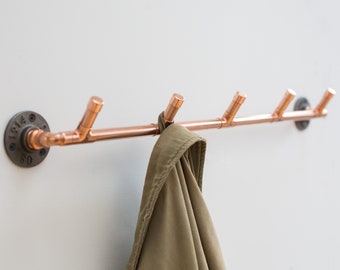 Coat hooks handcrafted from copper pipe – Industrial pipe decor