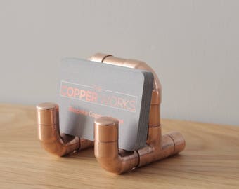 Business card/leaflet/phone holder - Industrial copper pipe and fittings