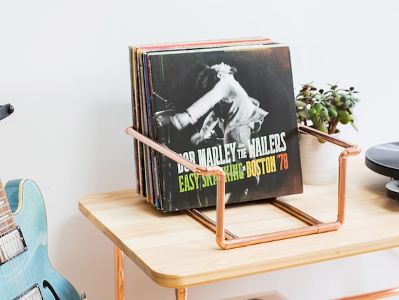 Vinyl Record Display - Handmade from real copper - Gift for music lover