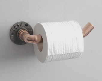 Porte-rouleau de papier toilette en cuivre, mural - Fabriqué à partir de tuyaux en cuivre