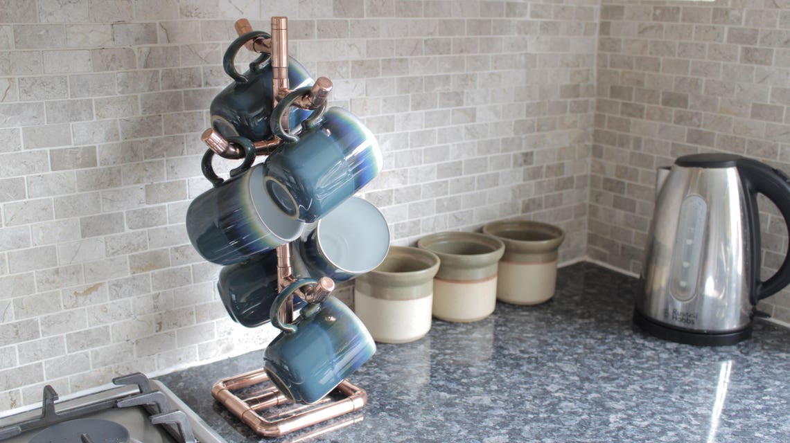 Copper cup tree/mug holder Rustic kitchen industrial copper Etsy