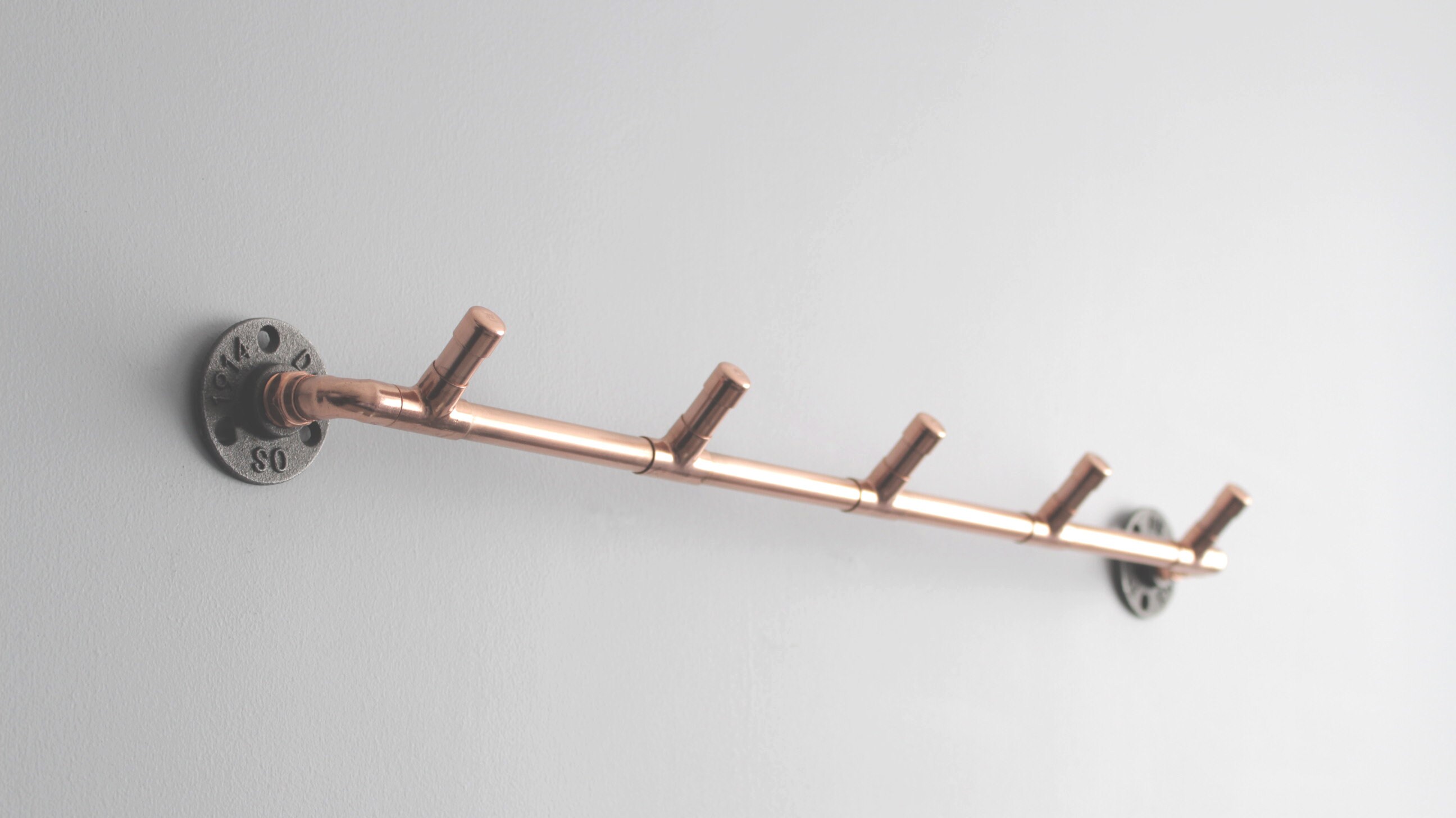 Industrial copper pipe coat hooks Wall mounted with iron Etsy