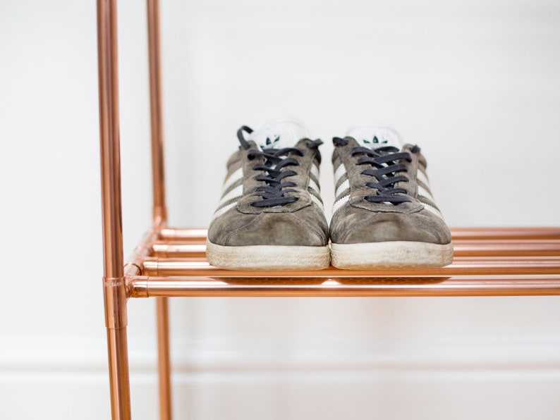 Copper pipe shoe rack Handmade from industrial copper pipe 3 tier image 3