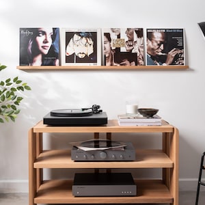 Quad Vinyl Record Display Shelf - Handmade from Hardwood | Gift for music lover
