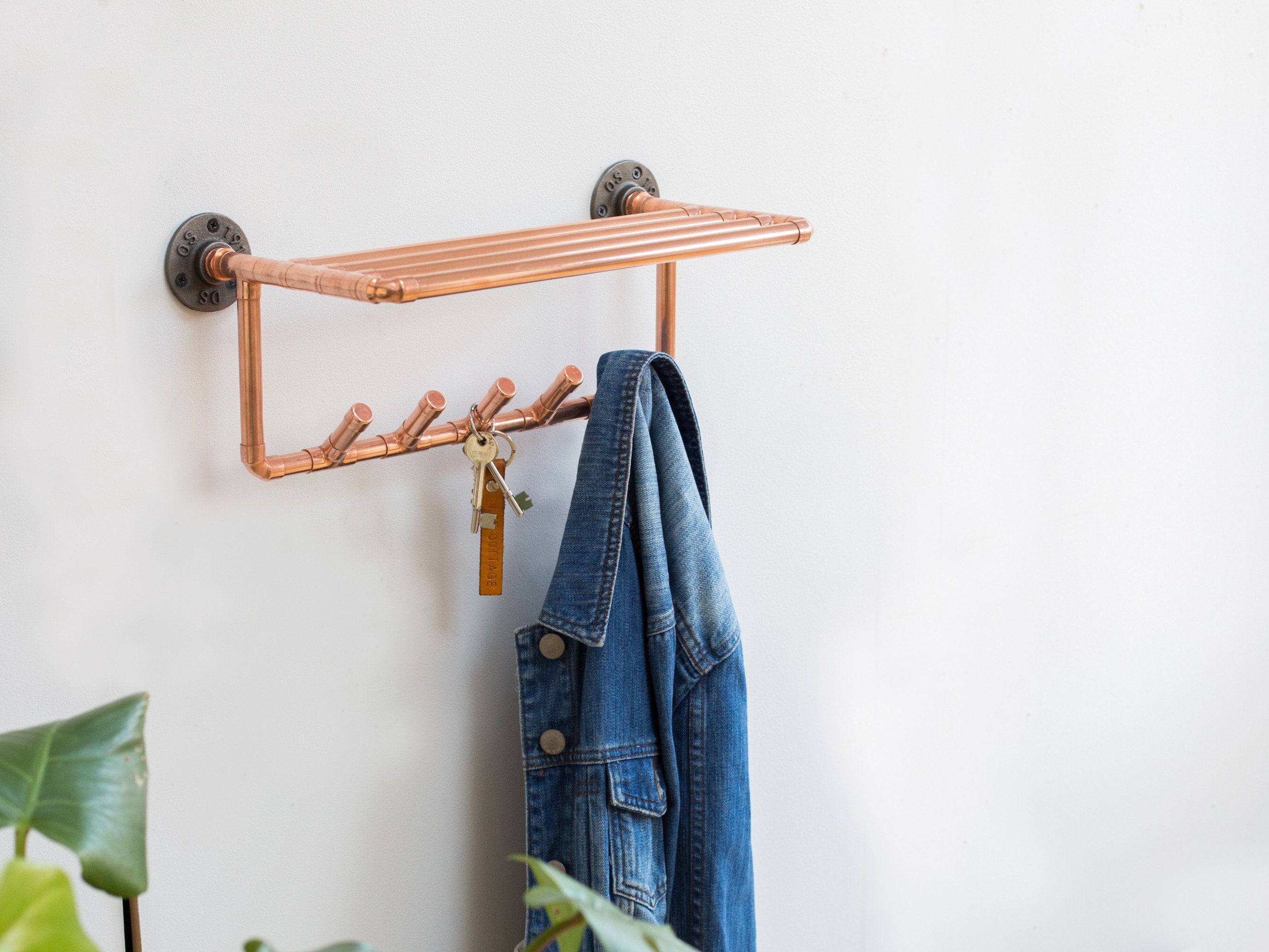 Copper Key Rack/coat Hooks With Shelf Stylish Hallway Etsy UK