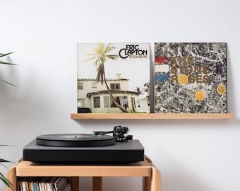 Double Vinyl Record Display Shelf - Handmade from Hardwood | Gift for music lover