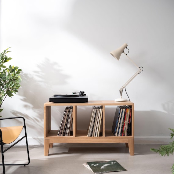 Grote 4-laags platenspelerstandaard met vinyl opslag midden