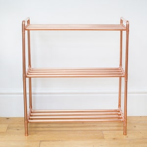 Copper pipe shoe rack Handmade from industrial copper pipe 3 tier image 4