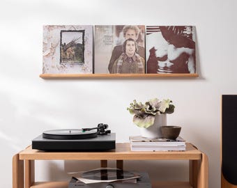 Triple Vinyl Record Display - Handmade from Ash Hardwood | Gift for music lover