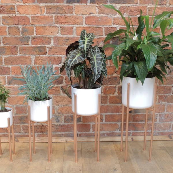 Plant pot stands - Made from industrial copper pipe