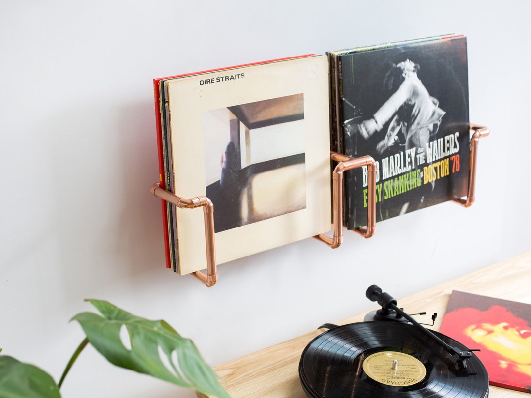 Vinyl Record Holder Wall Mounted LP Display Handcrafted From Copper Pipe Unique Gift Etsy