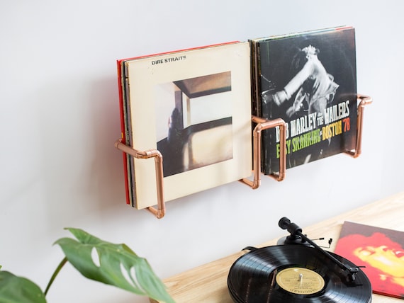 Soporte para discos de vinilo Pantalla LP montada en la pared Hecho a mano  con tubería de cobre Regalo único -  España