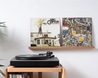 Oak Vinyl Record Display Double - Handcrafted from Hardwood - Plastic Free Packaging